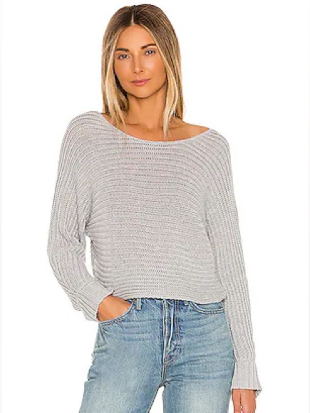 Revolve Tularosa Sandy Sweater in Grey Size Small Cropped Neutral Long Sleeve